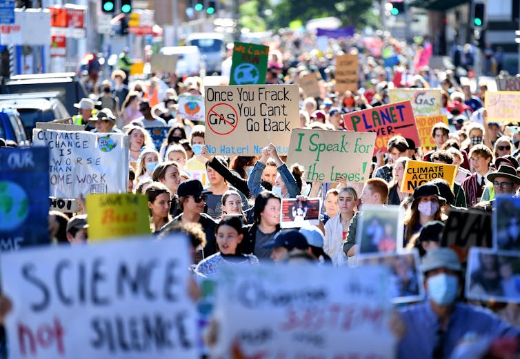 Students march as part of the school strike for climate.