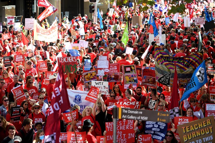 Striking teachers march in Sydney