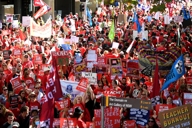 Striking teachers march in Sydney