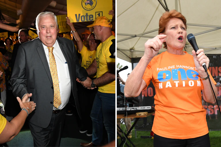 Clive Palmer and Pauline Hanson