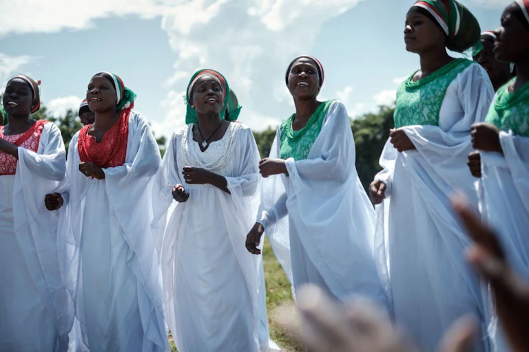 Women dancing.