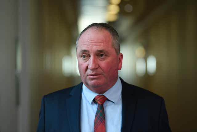 Barnaby Joyce speaks to reporters at Parliament House.