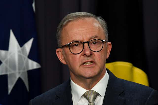 Prime Minister Anthony Albanese at a press conference