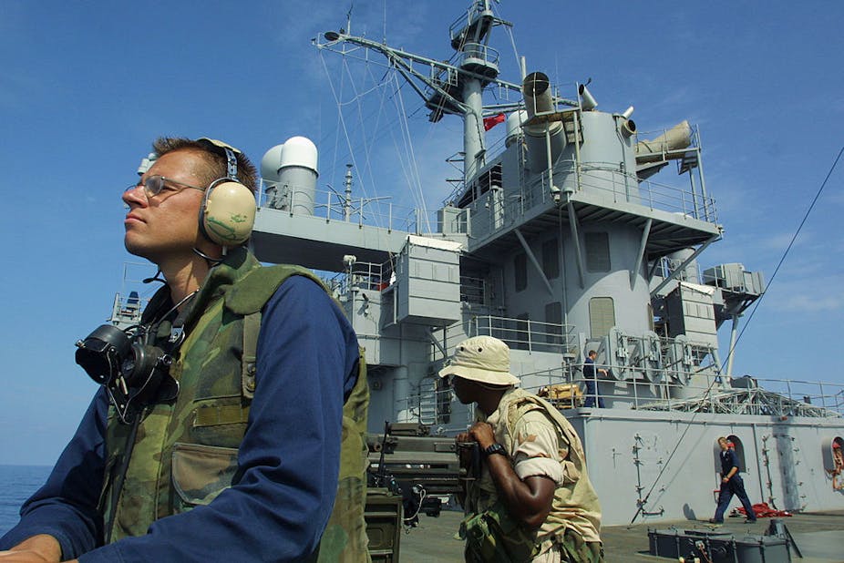 Sailors on a Navy ship