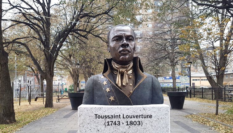 BUst of Haitian revolutionary general Toussaint Louverture in Montreal, Canada.