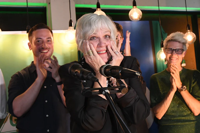 Greens candidates celebrate on election night.