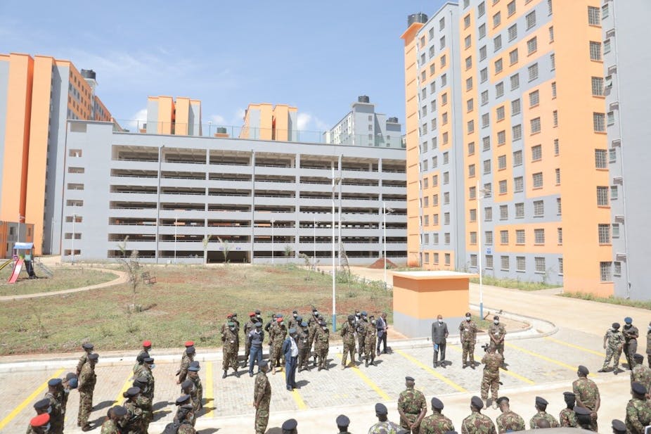 KDF soldiers at a site of the Affordable Housing project