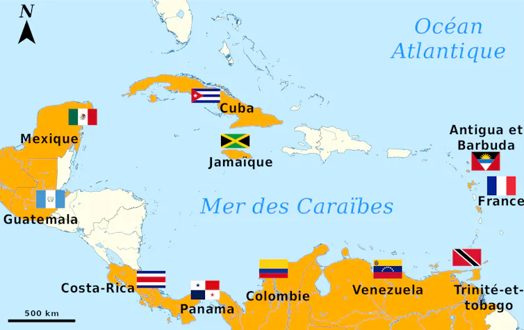 Pays impliqués : Antigua et Barbuda, France, Trinité-et-Tobago, Venezuela, Colombie, Panama, Costa Rica, Guatemala, Mexique, Cuba, Jamaïque