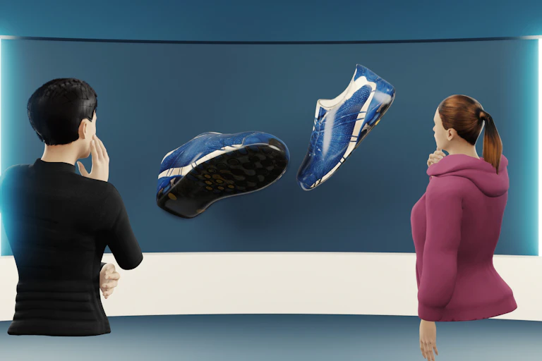 Avatars browsing sneakers in the metaverse