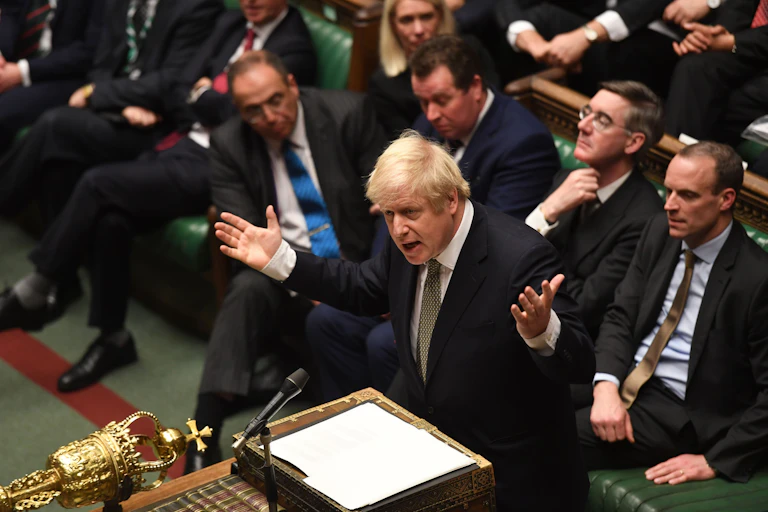 Boris Johnson speaking in parliament.