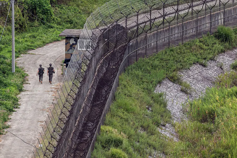 Barbed wire along the North Korean border.