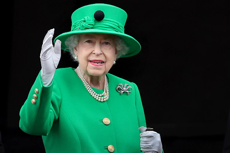A woman waving