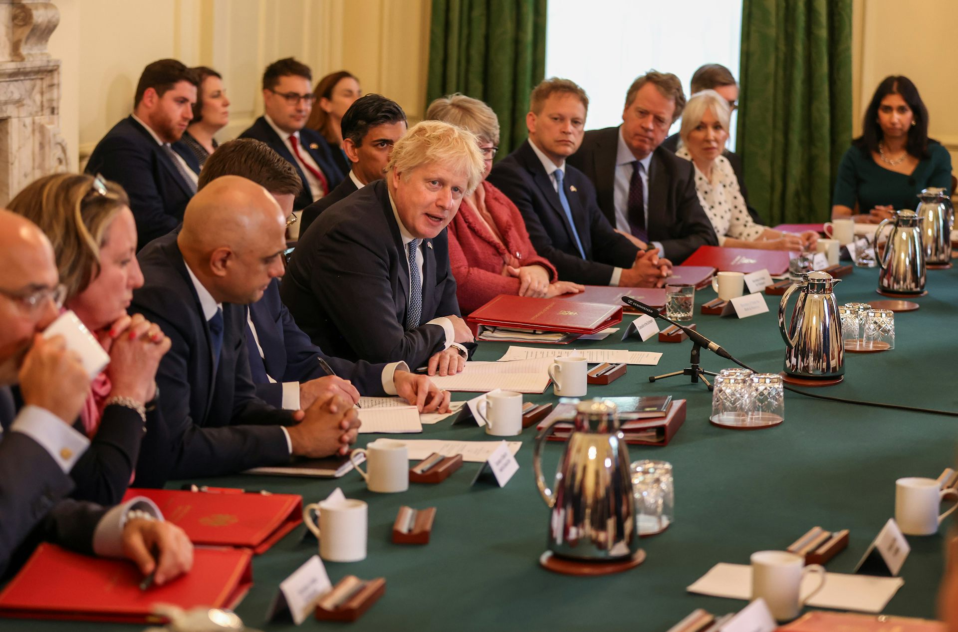 Britain's Prime Minister Boris Johnson speaks during a cabinet meeting at Downing Street, 17 May 2022. 