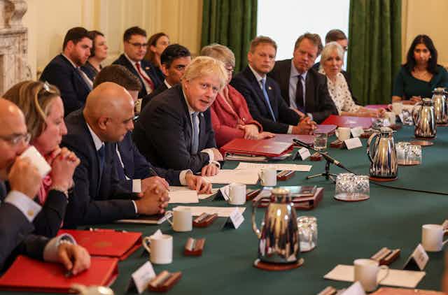 Britain's Prime Minister Boris Johnson speaks during a cabinet meeting at Downing Street, 17 May 2022. 
