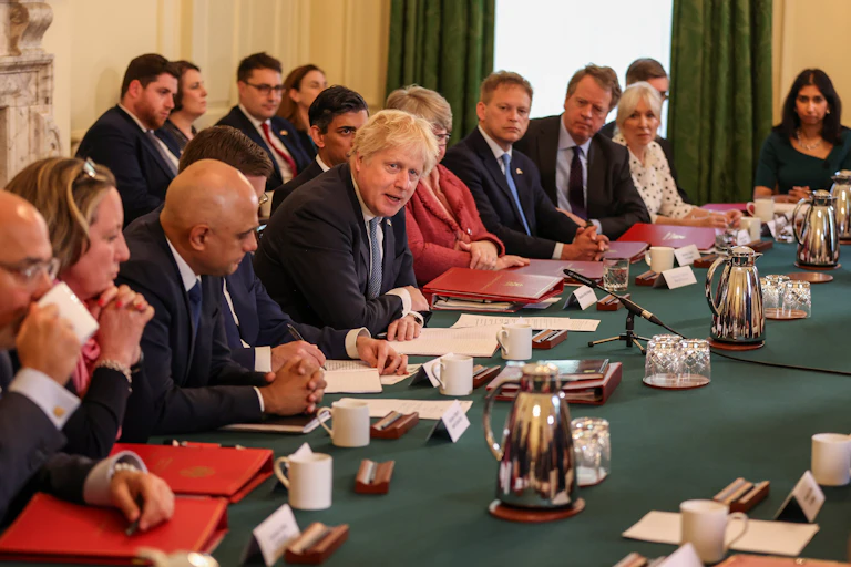 Britain's Prime Minister Boris Johnson speaks during a cabinet meeting at Downing Street, 17 May 2022.
