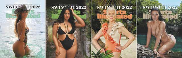 Magazine covers for Sports Illustrated Swimsuit 2022 in a collage