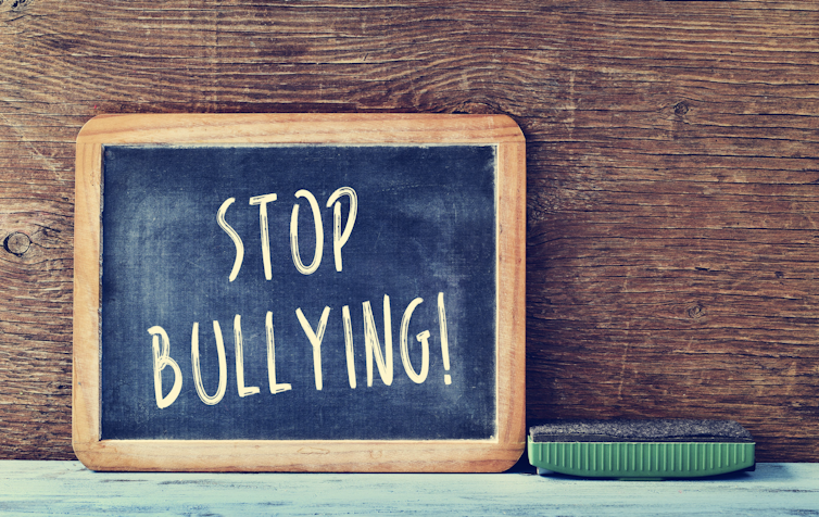 Blackboard that says 'Stop bullying'