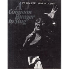A book cover with a woman singing passionately into a microphone.