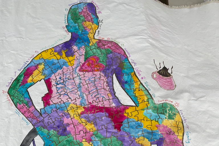 Artwork showing outline of a person in a wheelchair