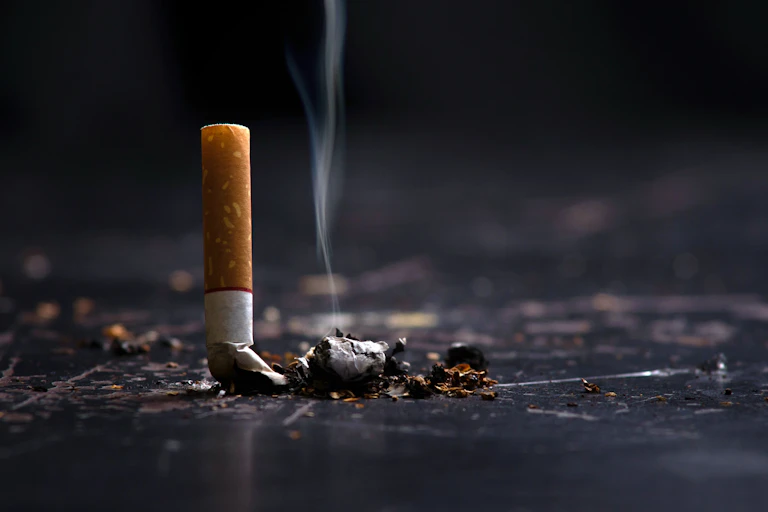 Stubbed out cigarette.