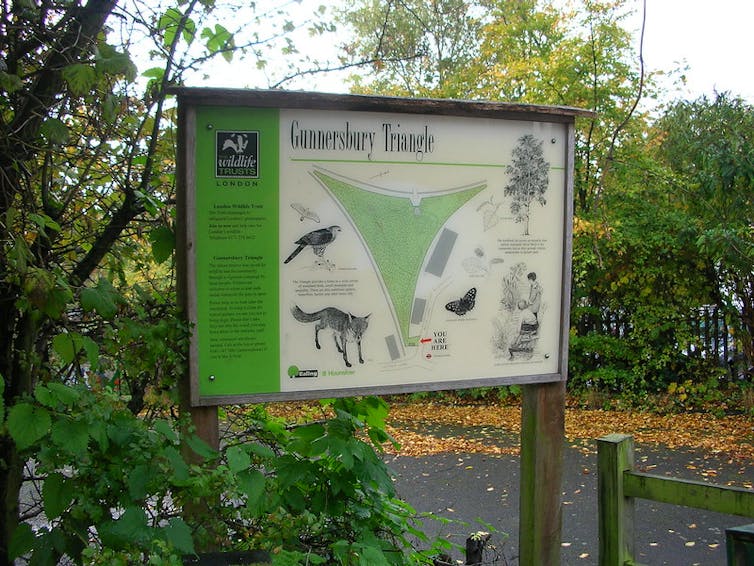 Sign for Gunnersbury Triangle nature reserve