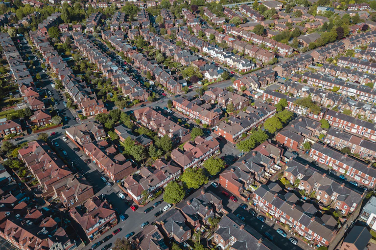 Aerial view of residential area,