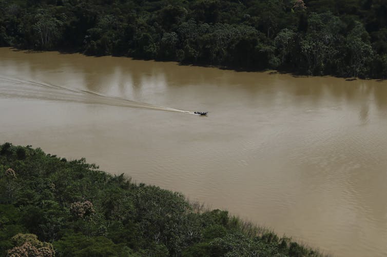 boat on a river in the amazon