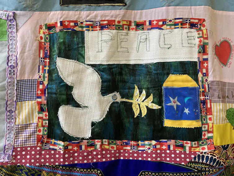 A detail of the quilt