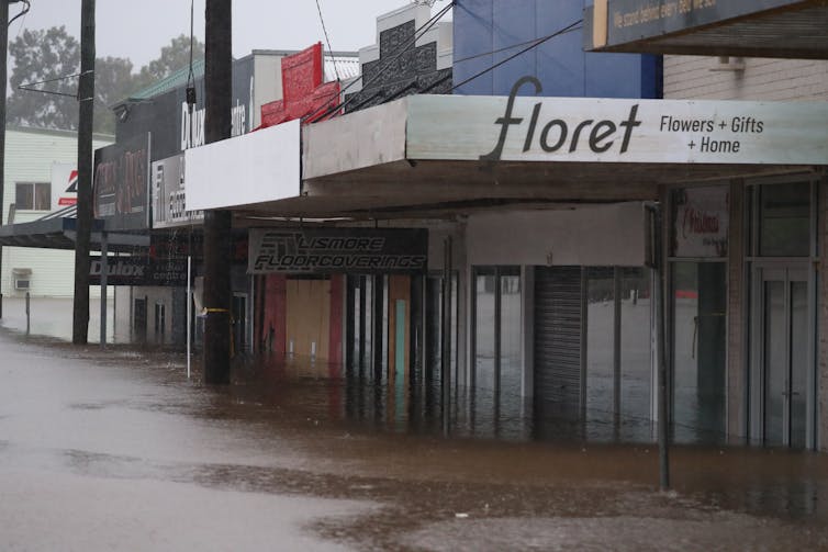 Flooded shops Lismore