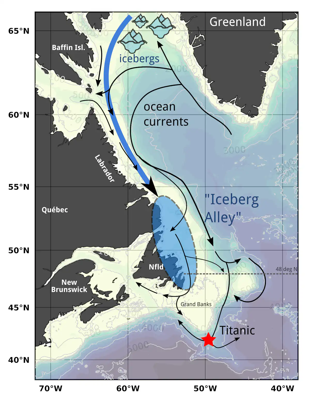 Iceberg Map How Iceberg Alley got its name and why it may be under threat