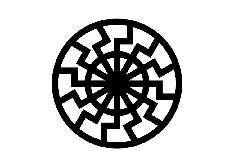 The Sun Wheel, A Black Circle With 12 Repetitive Serrated Lines Around It Like Spokes Of A Wheel.