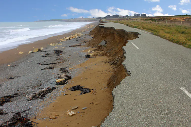 Eroded road near sea