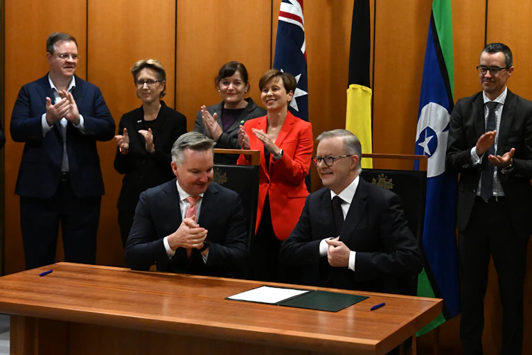 Chris Bowen and Anthony Albanese