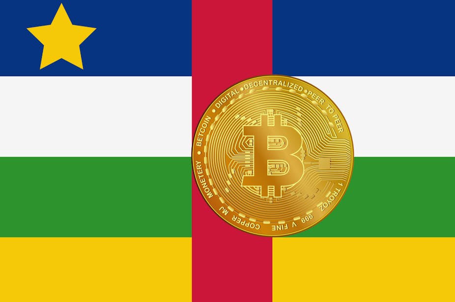 Emblème du bitcoin sur le drapeau de la République centrafricaine