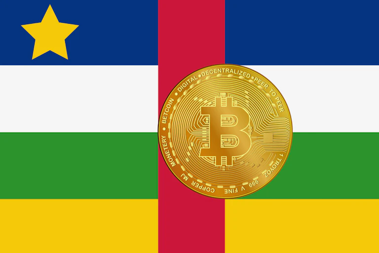 Emblème du bitcoin sur le drapeau de la République centrafricaine