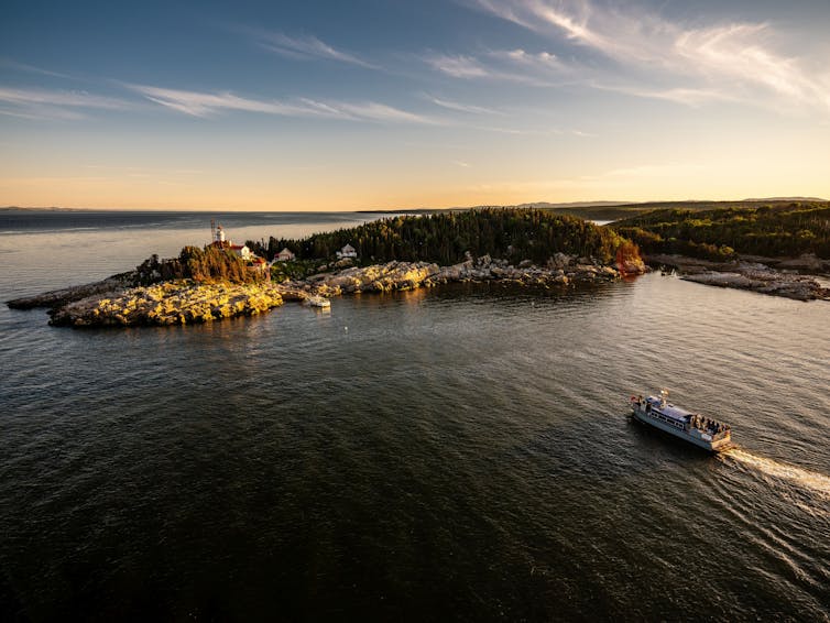 boat heading to an island