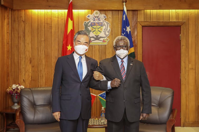 Chinese Foreign Minister Wang Yi and Solomon Islands Prime Minister Manasseh Sogavare