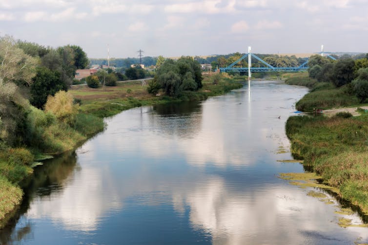 River Siverskyi Donets in the Izium area. View from the bridge