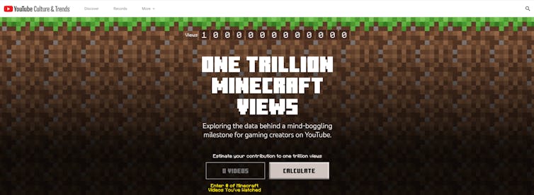 Minecraft has been viewed over one trillion times