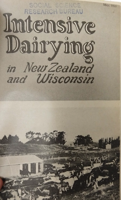 Cover shows cows in a field and the title Intensive Dairying in New Zealand and Wisconsin.