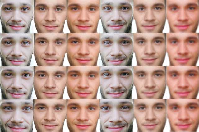 rows of male faces with slight variations