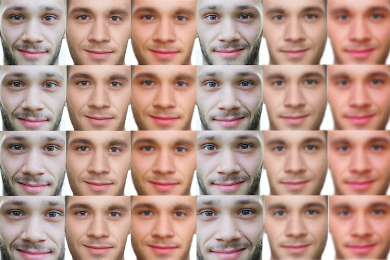 rows of male faces with slight variations