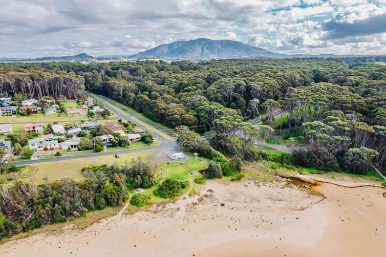 homes and bushland separated by road