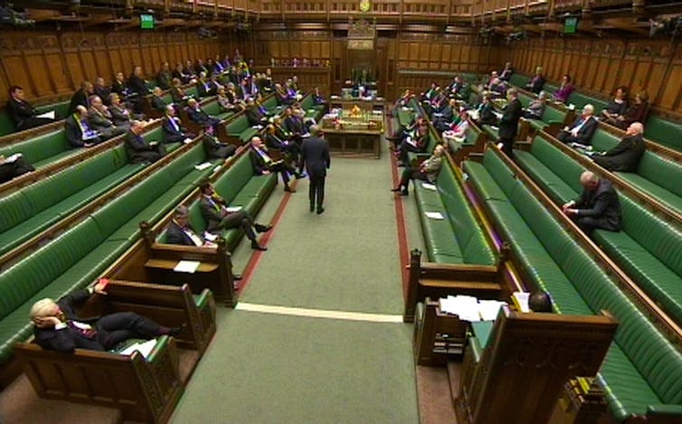 An interior shot of a debate in the house of commons.