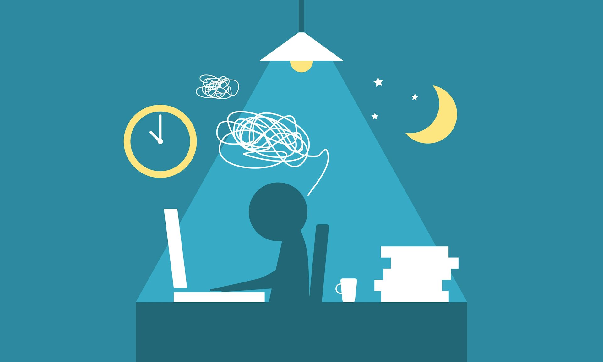 Personne travaillant sur son ordinateur la nuit