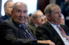 Photo de Serge Dassault et Charles Edelstenne en 2016