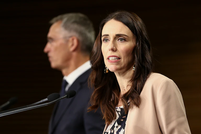 New Zealand Prime Minister Jacinda Ardern and NATO Secretary-General Jens Stoltenberg.