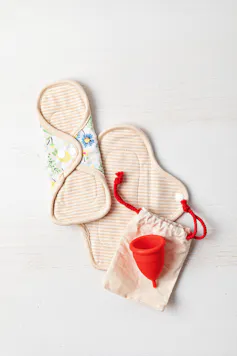 Reusable pads and a menstrual cup.