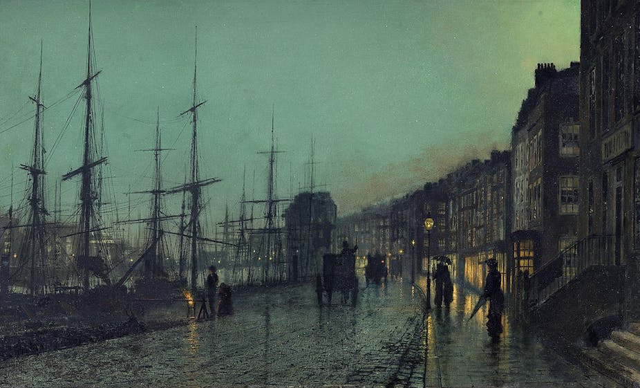 John Atkinson Grimshaw, "Shipping on the Clyde, 1881. 