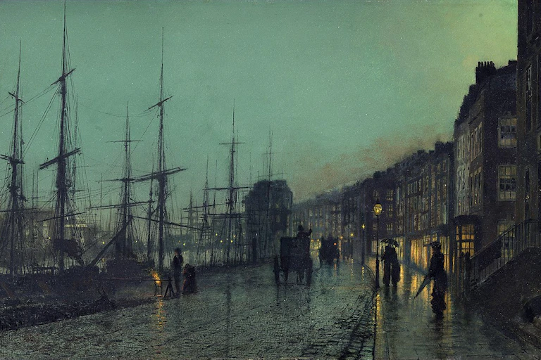 John Atkinson Grimshaw, "Shipping on the Clyde, 1881.